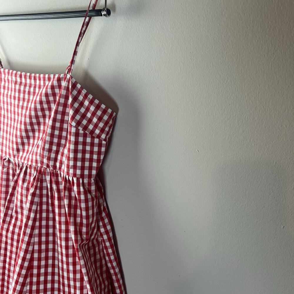 Abercrombie & Fitch Emerson Poplin Mini Dress Red Gingham Smocked Sz L - Picture 6 of 11